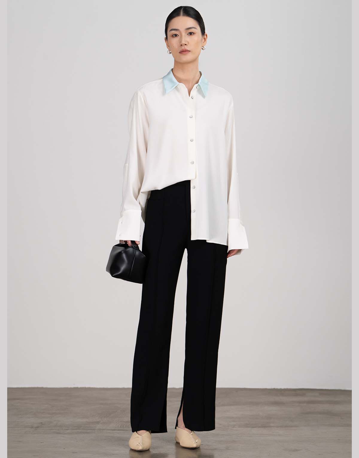 Color-block acetate women's shirt-103-2